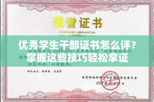 温州优秀学生干部证书怎么评?掌握这些技巧轻松拿证